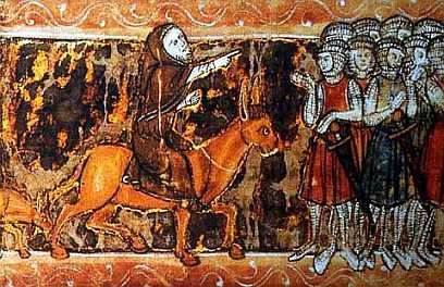 Pierre l'ermite haranguant les troupes croisés