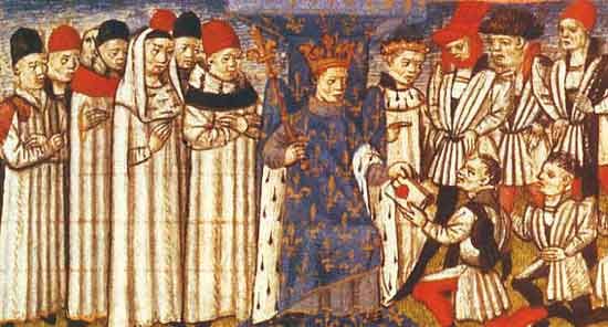 Les missi dominici se présentant devant Charlemagne