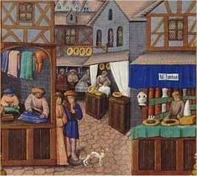 Rue marchande au Moyen Âge