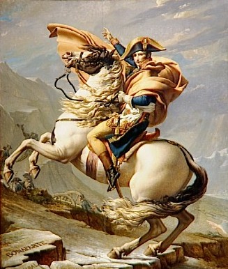 Bonaparte franchissant le col du Grand Saint-Bernard - par Jacques-Louis DAVID 1800 (Musée national des Châteaux de Malmaison et Bois Préau)